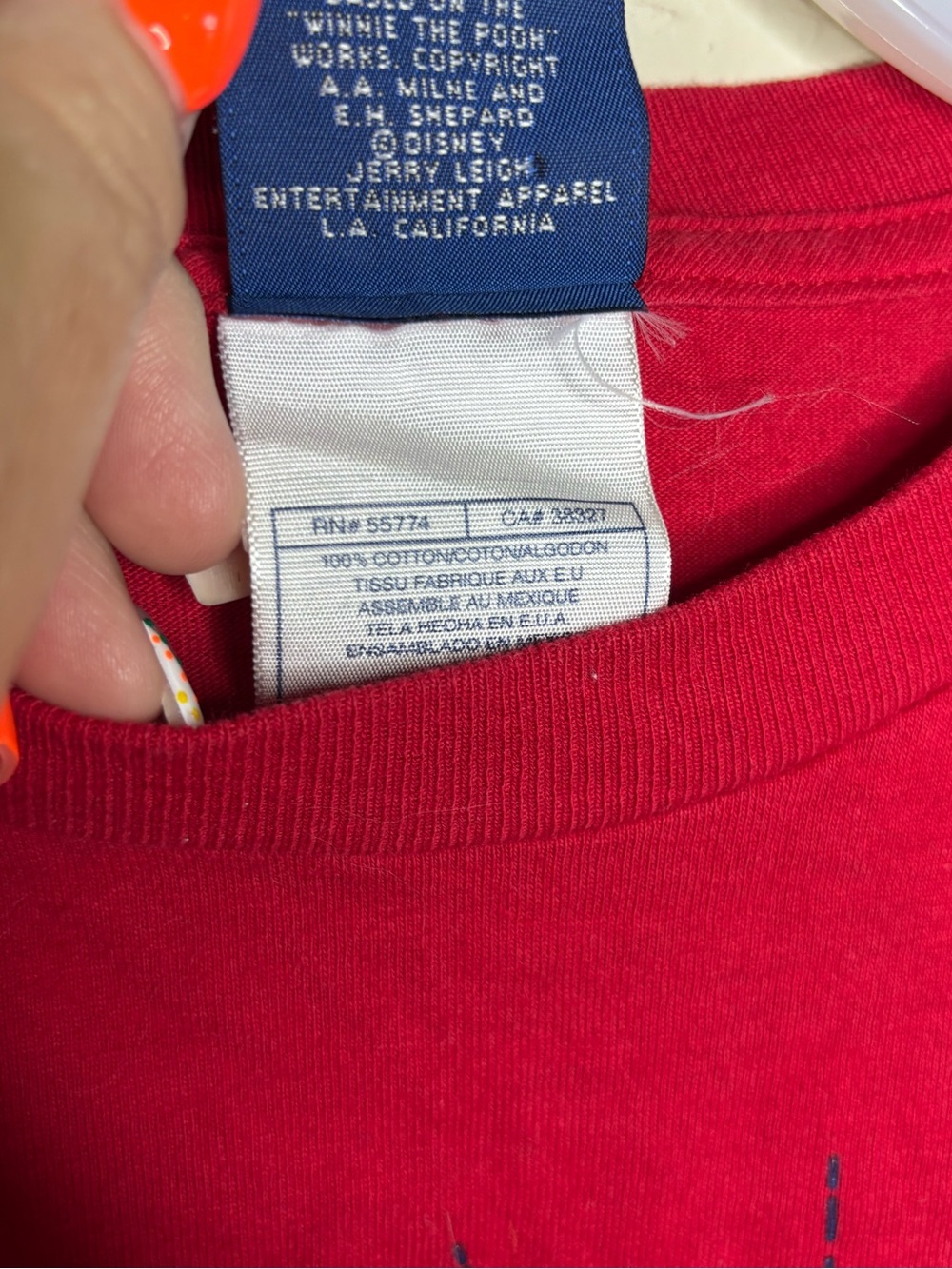 Disney Vintage Red Winnie the Pooh Starburst Flag Patriotic America T Size 2X - Picture 6 of 9